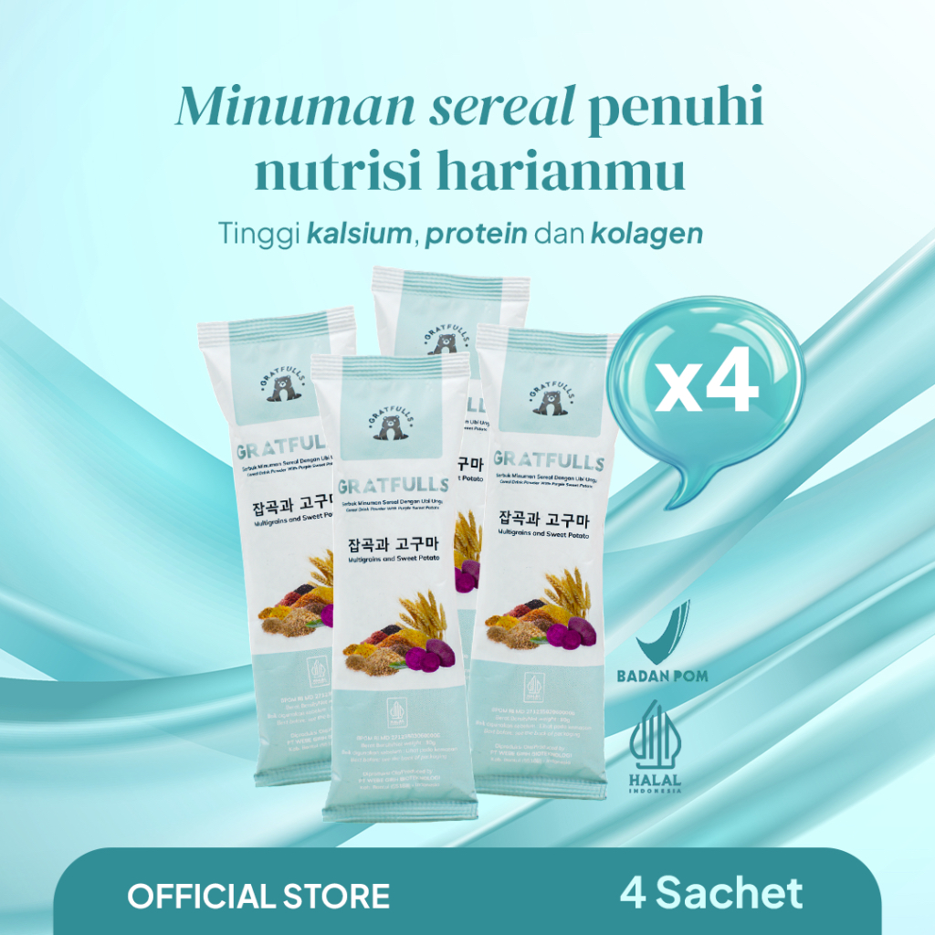 

Gratfulls Minuman Sereal | Susu Sereal Rendah Kalori, Tinggi Kalsium & Protein | -4 sachet