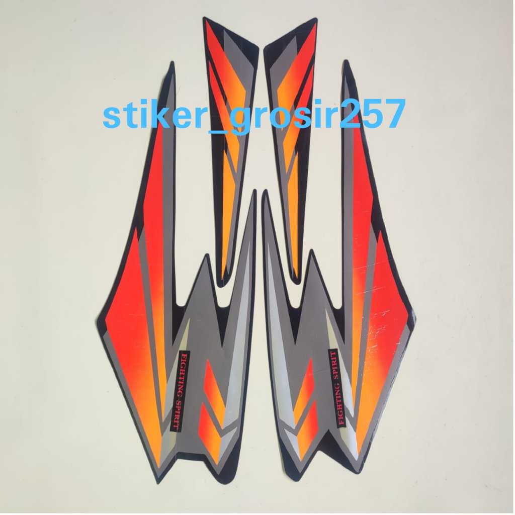 STIKER STRIPING LES LIST BODY MOTOR YAMAHA RX KING 2002 HITAM ORANGE