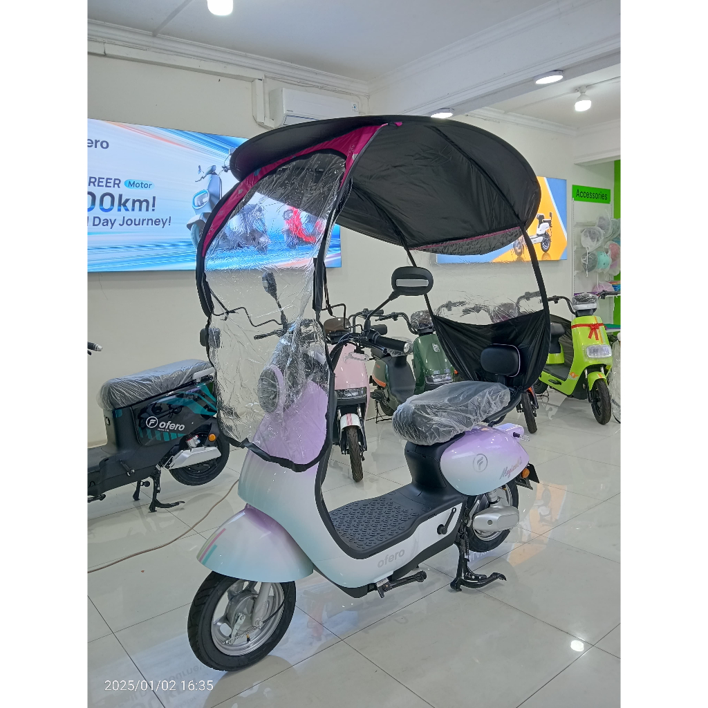 KANOPI Tenda Motif Sepeda Listrik/Motor Pelindung Hujan dan Panas