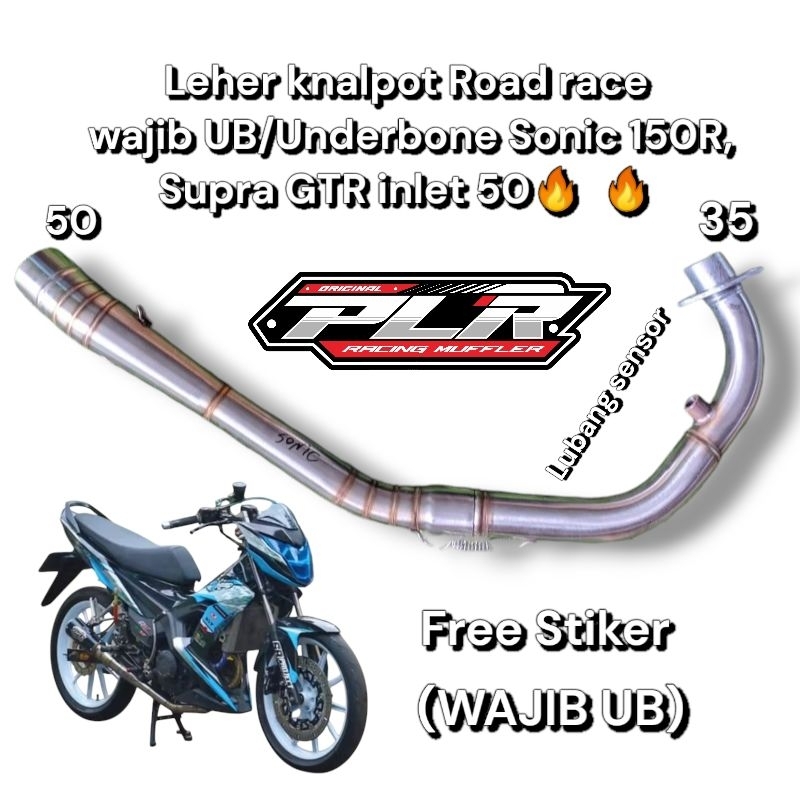 PIPA LEHER KNALPOT ROAD RACE INLET 50 SONIC 150R,SUPRA GTR WAJIB UB UNDERBONE
