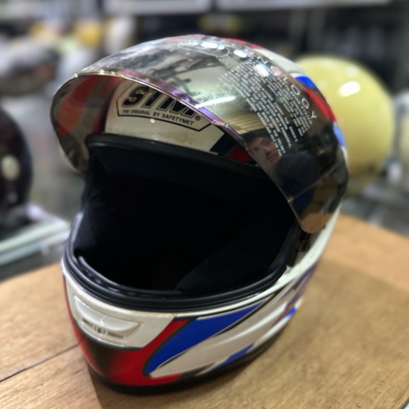 Helm Full Face Index/STM XC-13 Dewasa Import White Blue Red