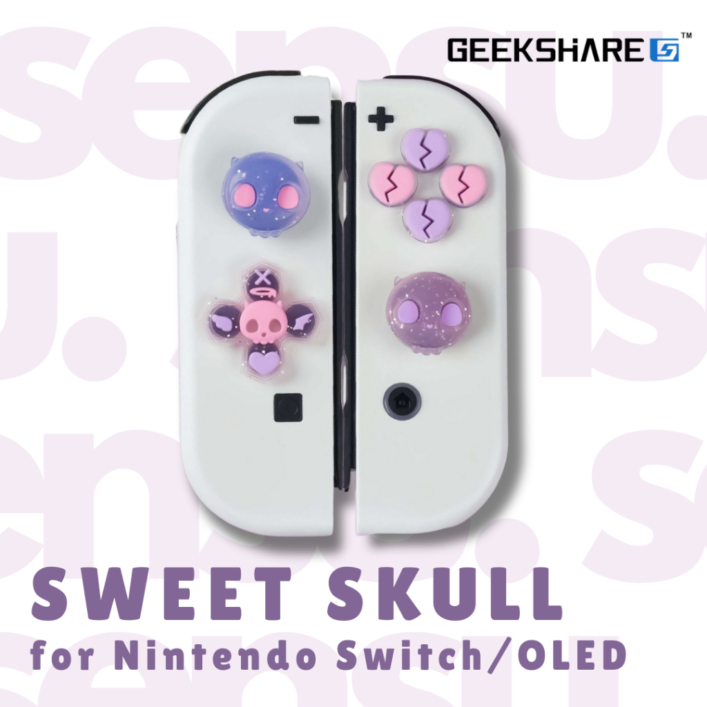 GEEKSHARE Sweet Skull Nintendo Switch/OLED Thumb Grip D-Pad ABXY Button Cover