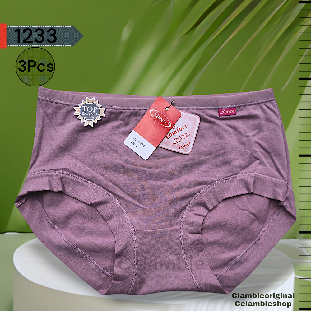 3Pcs Celana Dalam Wanita Sorex 1233 | Celana Dalam Wanita Dewasa Katun Tebal Lembut Premium