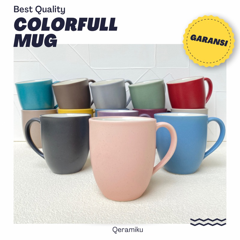 1 Pcs Gelas Mug Keramik Cangkir Kopi Keramik Cafe Daily Mug Colorfull
