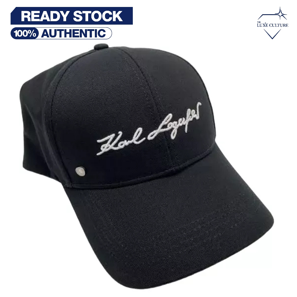 Karl Lagerfeld Signature Logo Black Cap / Topi Branded Original