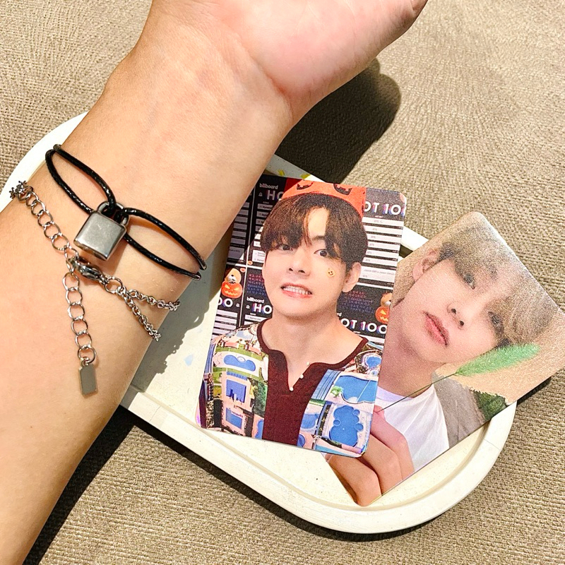 (PROMO 1 SET) Gelang Tali Gembok Rantai Taehyung V BTS Anti  karat Padlock Bracelet Korean Wanita
