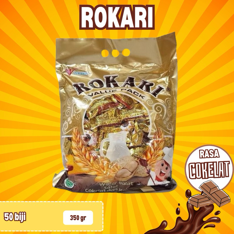 

Rokari Wafer Bulat Salut Cokelat Dan Kacang 350 Gram isi 50 biji