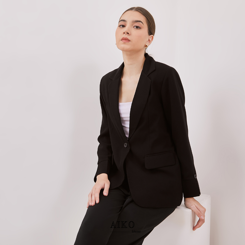 AIKO Casual Blazer / Atasan Blazer Hitam / Blazer Wanita (A800)