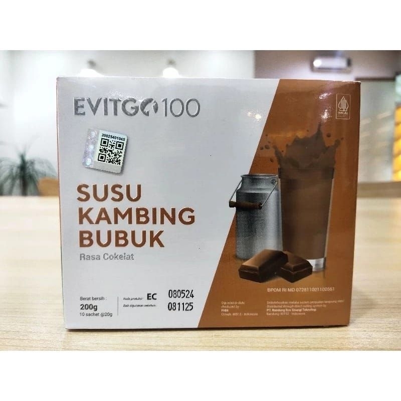 

EVITGO100 SUSU KAMBING BUBUK ORIGINAL RASA COKLAT BPOM ISI 10 SACHET 100%ASLI