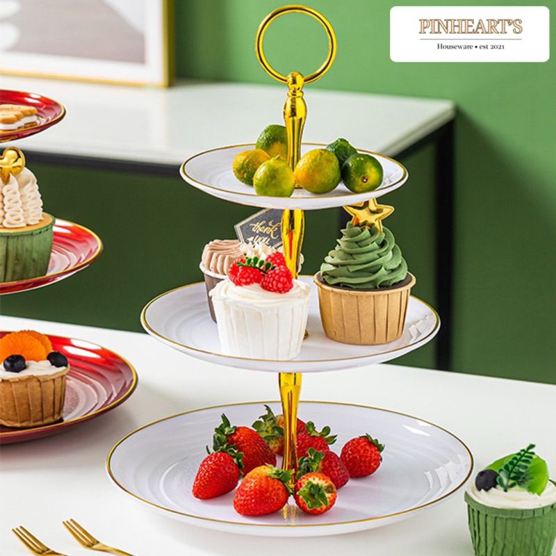 RAK KUE SUSUN 3 TINGKAT DETACHABLE PLATE CAKE STAND DISPLAY / TEMPAT KUE CAKE SUSUN 3 TAFFHOME