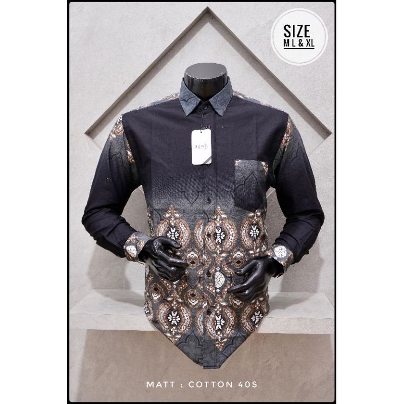 Kemeja Batik Pria Azwr Lengan Panjang Slimfitt