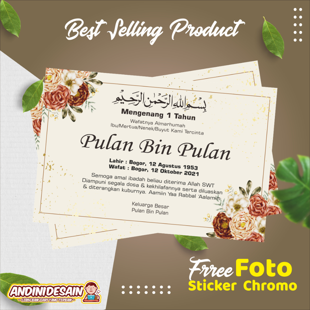 STIKER TAHLILAN KEMATIAN/MENGENANG 40 HARIAN/100 HARIAN ISI 100 PCS