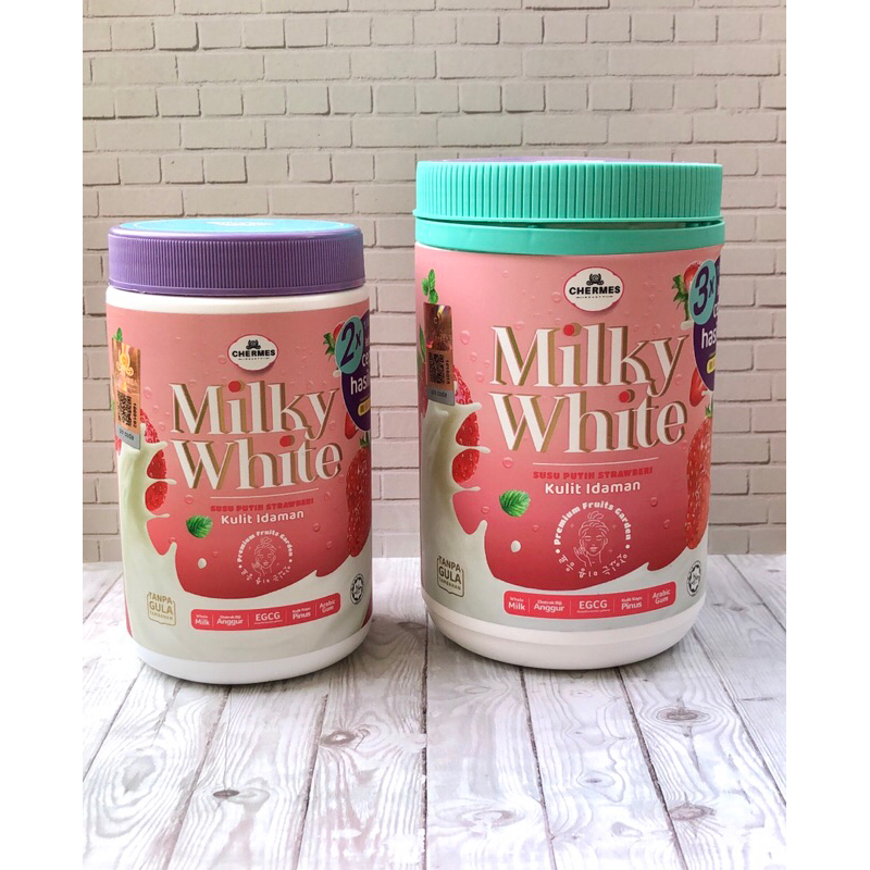 

NEW CHERMES MILKY WHITE 150gr & 500gr STRAWBERRY DENGAN GULA & TANPA GULA