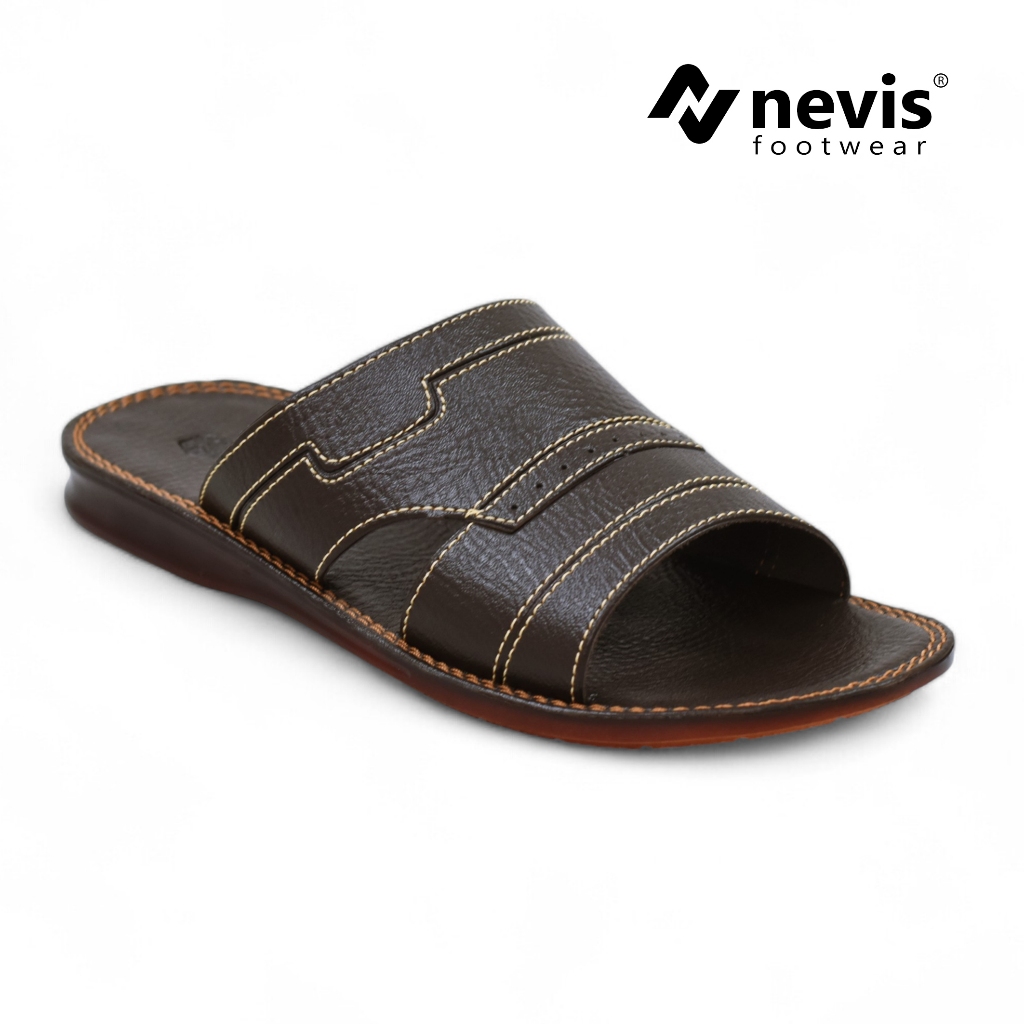 Sandal Cassual Pria Slop Nevis ABBAS Sendal Kulit Casual Santai Cowok Keren