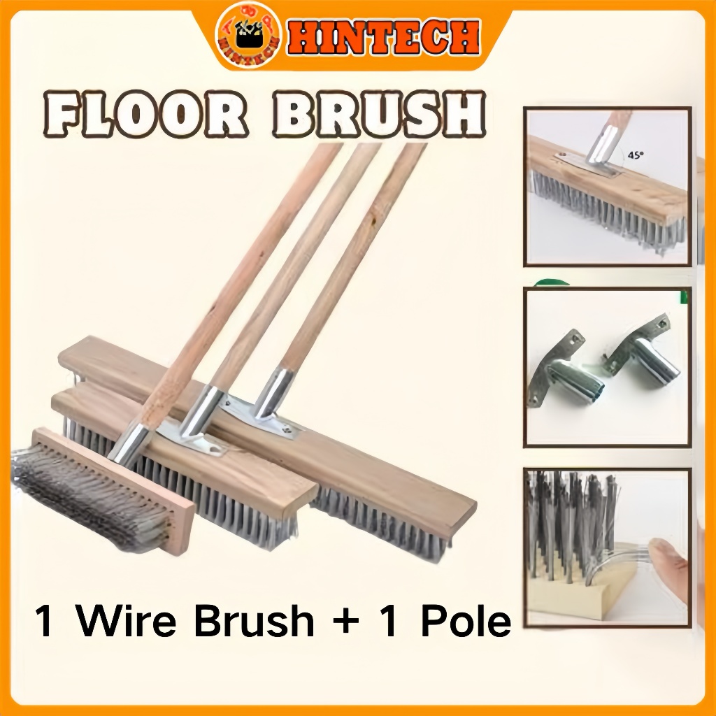 Axinaboyna - Sikat Kawat Baja 45Cm Gagang Panjang Pembersih Bengkel & Lantai Outdoor
