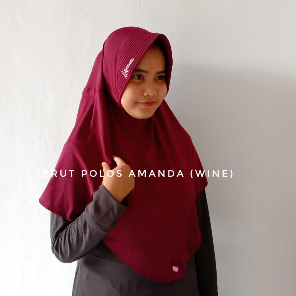 New Hijab Amanda Serut Polos Kerudung Instan Amanda Jersey Premium