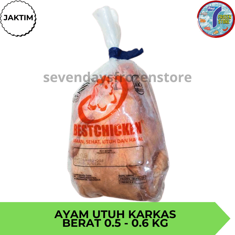 

Ayam Utuh Beku Frozen Karkas Berat 0.5 - 0.6 kg