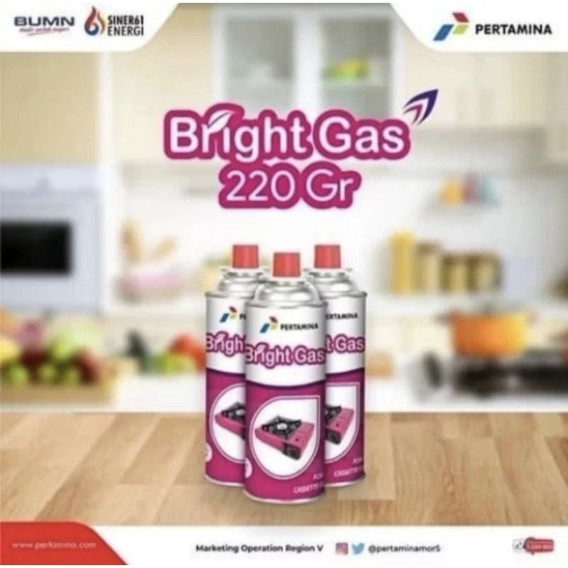 Bright Gas Pertamina Netto 220 gram/ Gas Portable Original