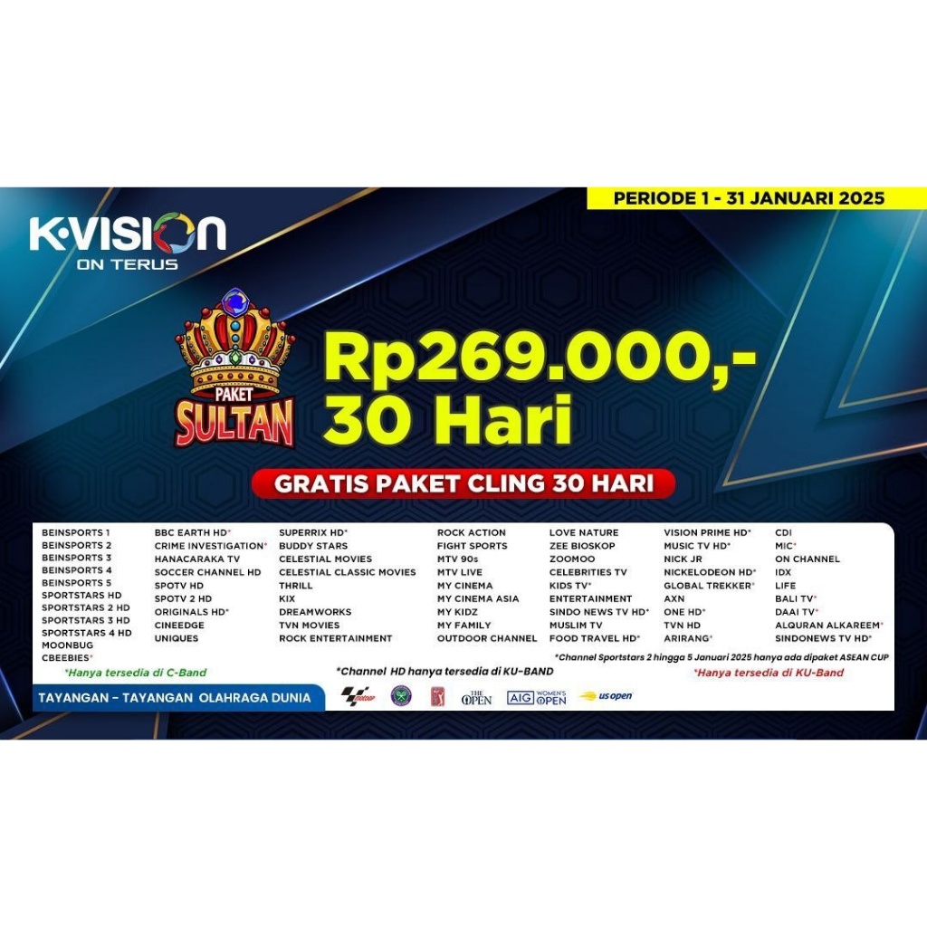 Receiver K Vision Paket Spotv dan Olahraga dan Juara MotoGP 1, MotoGP 2, MotoGP 3 dan Badminton (All