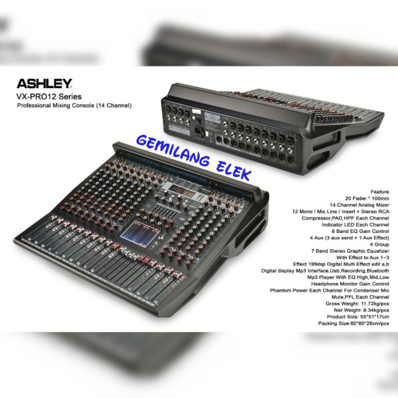 Mixer ASHLEY VX PRO12/ VX PRO 12 Original 14 Channel