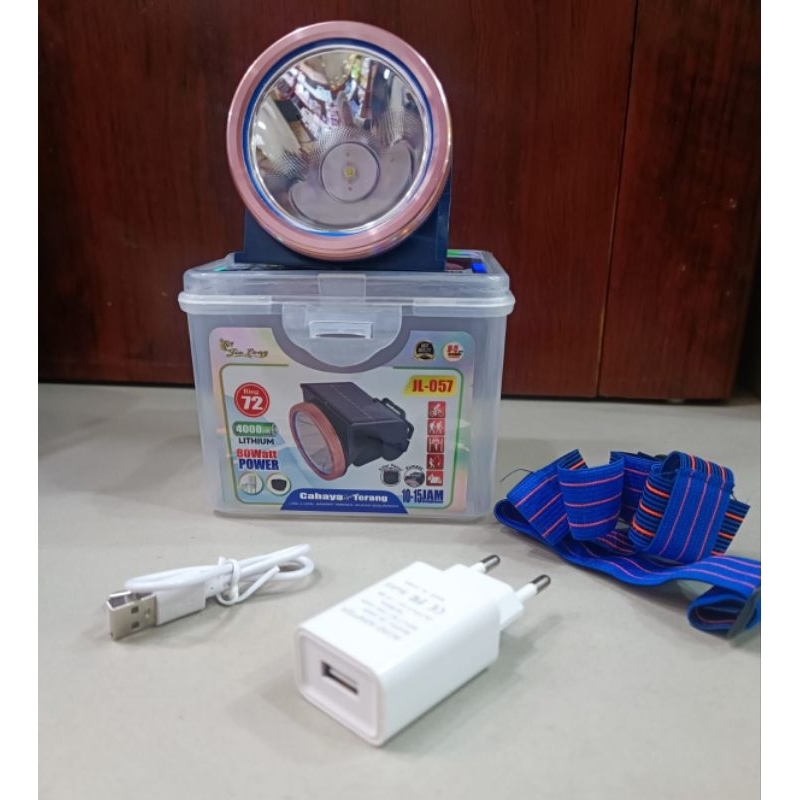 SENTER KEPALA JINLONG JL 057 80W CAHAYA PUTIH / SENTER KEPALA JINLONG CHARGER SOPAR PANEL ADA KOMPAS