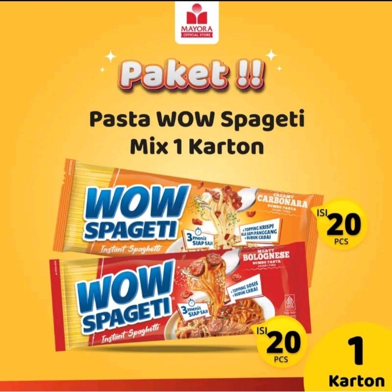 

Pasta Spaghetti Mix 1 Karton WOW Spageti Carbonara & Bolognes