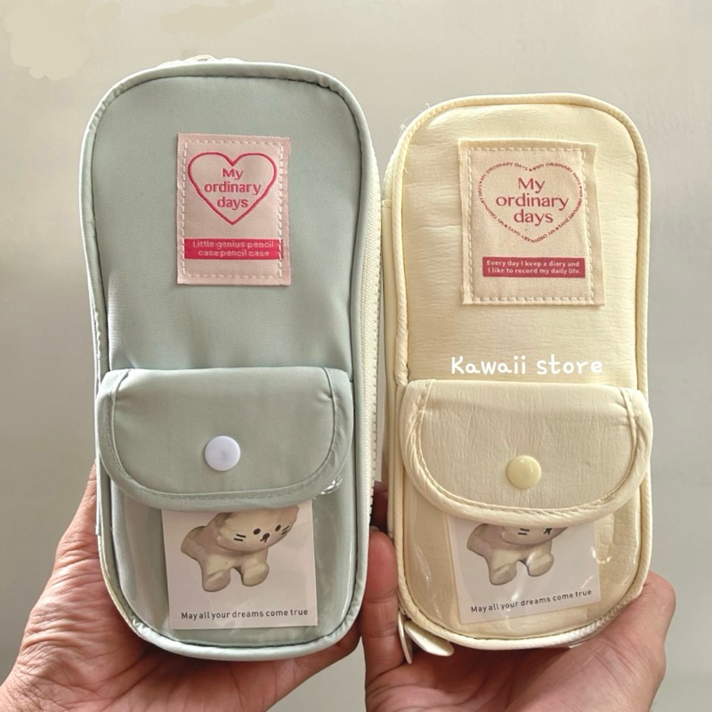 

[Baca Deskripsi] Pencil case DOUBLE ZIPPER tempat pensil retro heart zipper large capacity stationery cosmetic pouch
