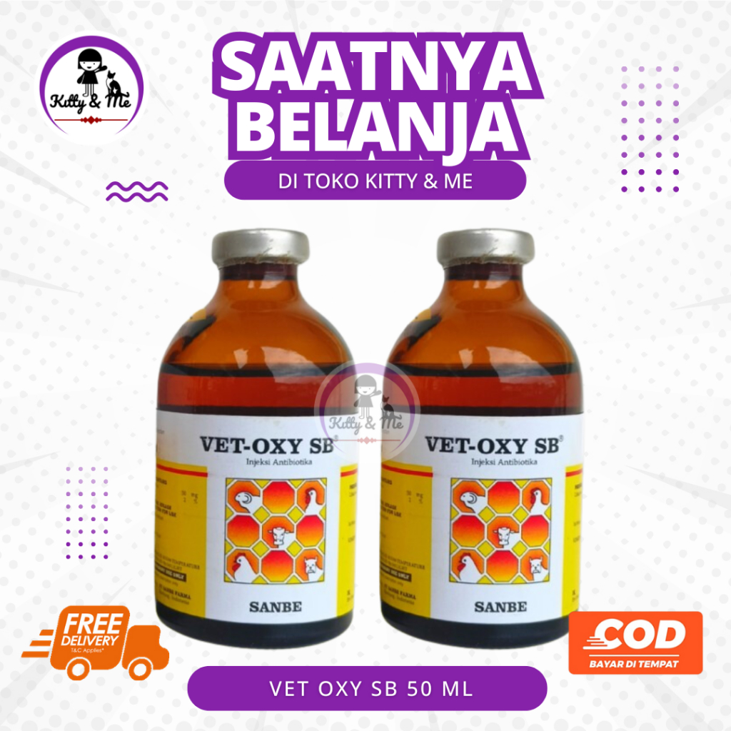 VET OXY SB 50 ML - Obat Infeksi Sapi Kucing Anjing Domba Kambing Unggas Oxytetracyclin Vetoxy