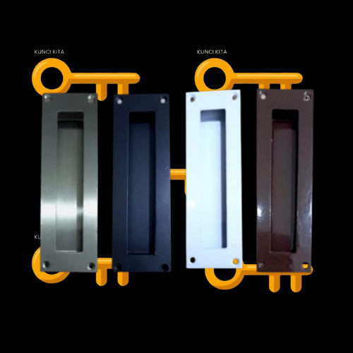 HANDLE TANAM PINTU GESER/SLIDING KOMEN KOTAK 15CM - PUTIH