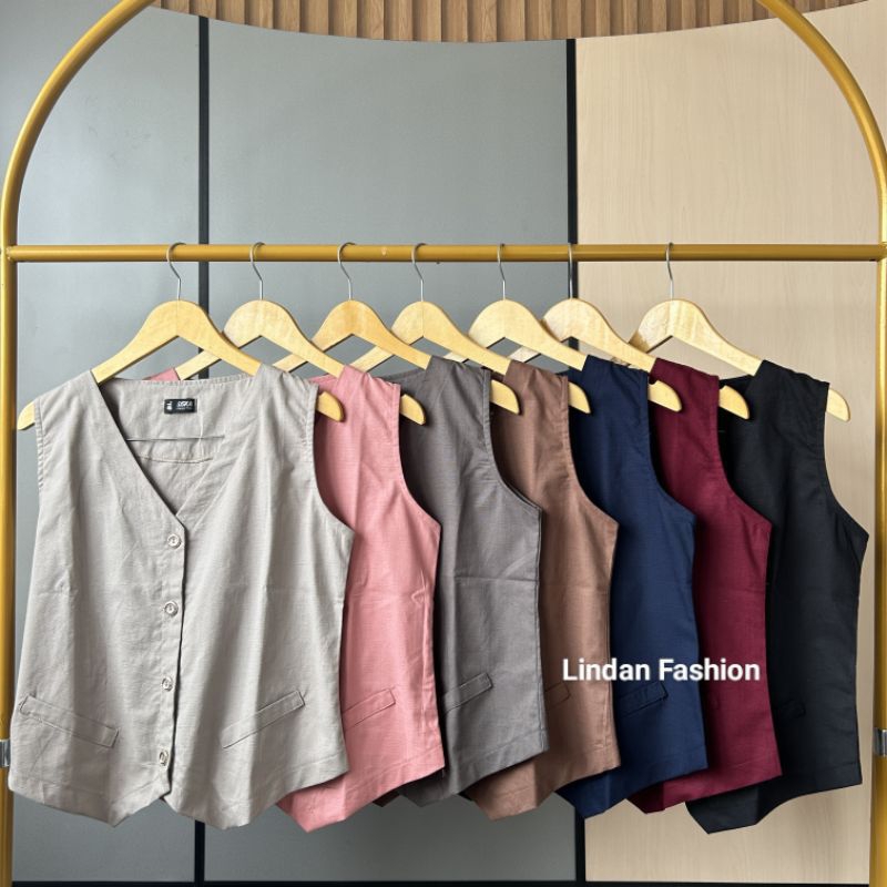 Vest Rompi Wanita Katun Twill Atasan Rompi Wanita Bahan Katun Twill Vest Basic