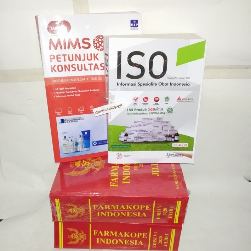 PAKET 3 BUKU FARMASI MIMS PETUNJUK KONSULTASI 2023/2024 ED 23,( FI6,FI 6) FARMAKOPE INDONESIA ED VI,