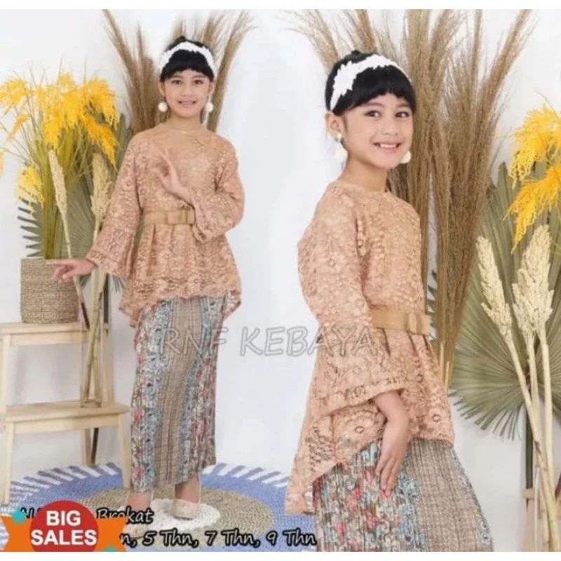 (Promo) Setelan/Atasan/Rok Aurora Kids 2022 untuk 5 - 12 Tahun Kebaya Brokat Anak dan Rok Plisket Sp