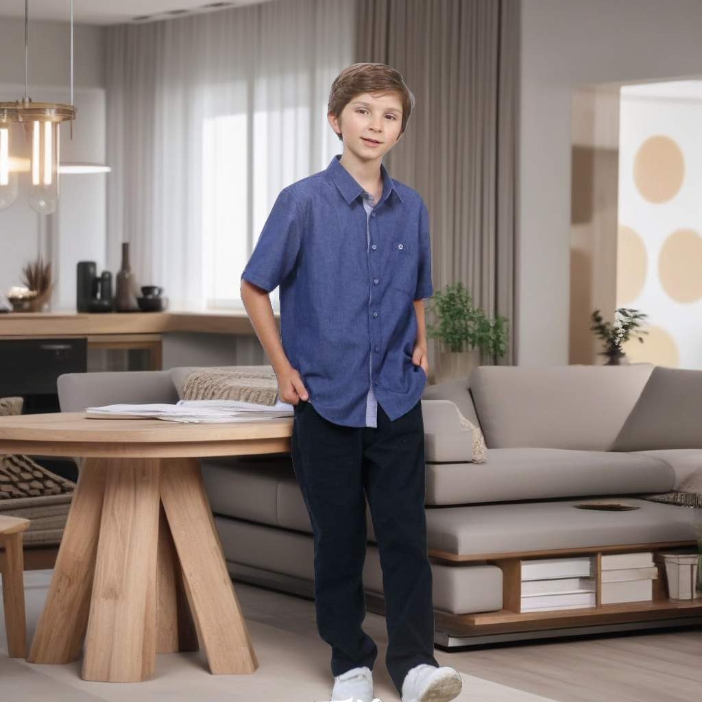 BAJU STELAN ANAK ETHICA KAHFI KIDS 149 DENIM BLUE /  SARIMBIT KELUARGA ETHICA ELFA 233 DENIM BLUE