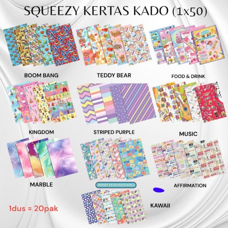 

Kertas Kado HVS fancy CEK FOTO UNTUK LIAT MOTIF UK 65x50 cm