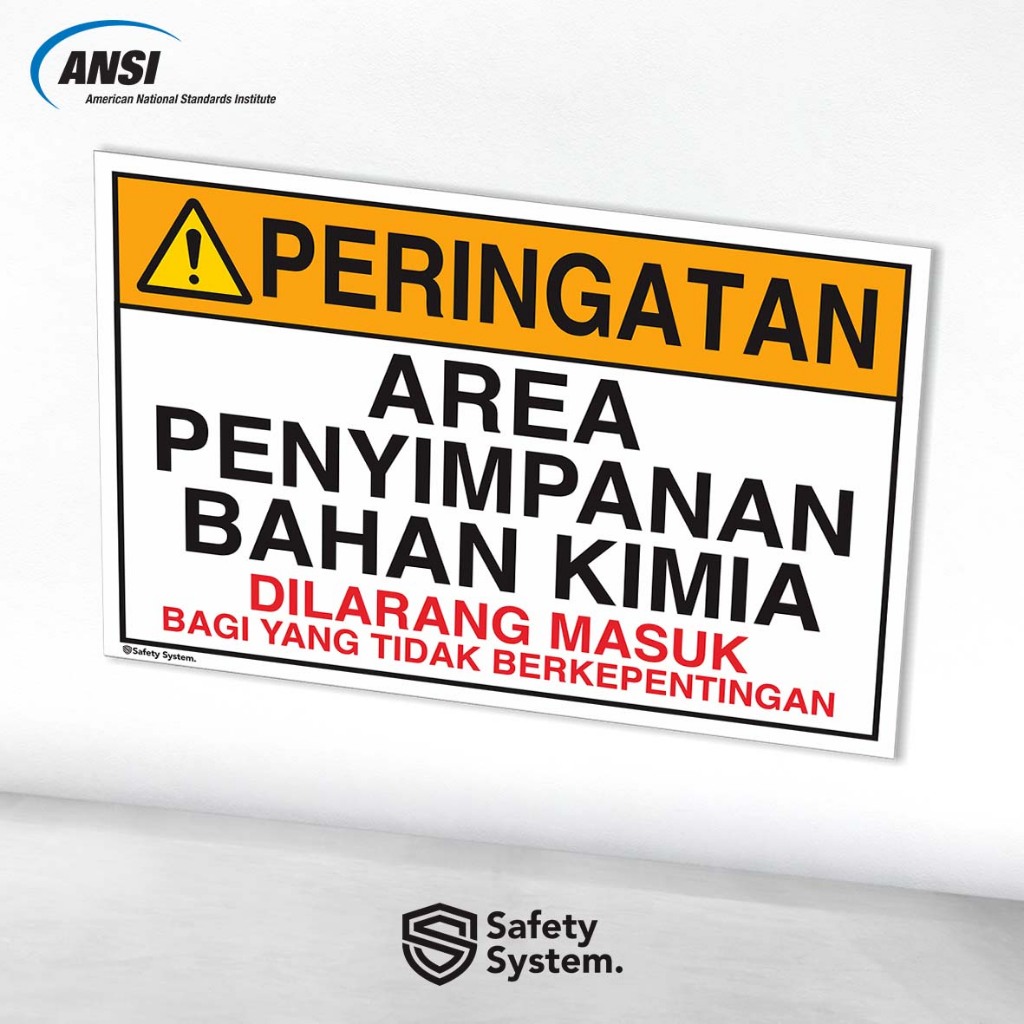 

Stiker K3 Safety Sign ANSI Z535 Peringatan Area Penyimpanan Bahan Kimia Dilarang Masuk Bagi yang Tidak Berkepentingan