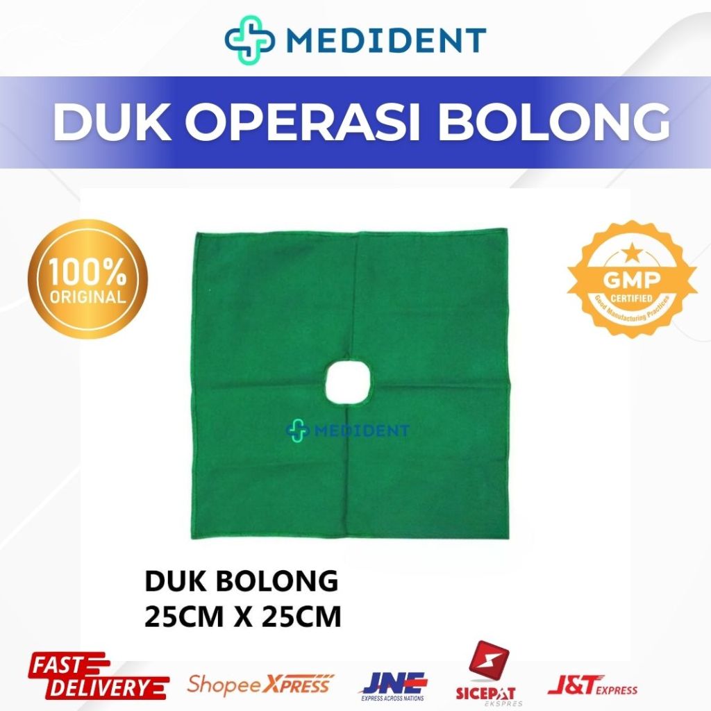 Duk Operasi bolong/ Kain Hijau Operasi / Duk Bolong Operasi
