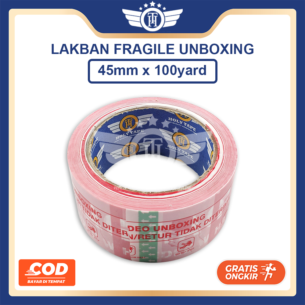 

LAKBAN FRAGILE UNBOXING 100 YARD FULL MERAH PUTIH HOLYTAPE KUALITAS PREMIUM