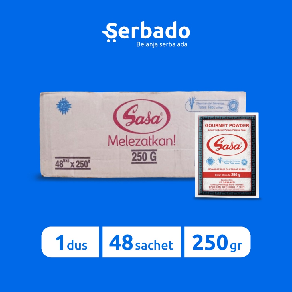 

Sasa MSG Kemasan Sachet 250gr 1 Dus (isi 48 sachet)