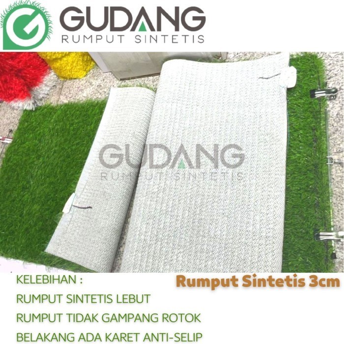 Rumput sintetis 3CM rumput palsu, 1ROLL 2 Meter X 25 Meter (white)
