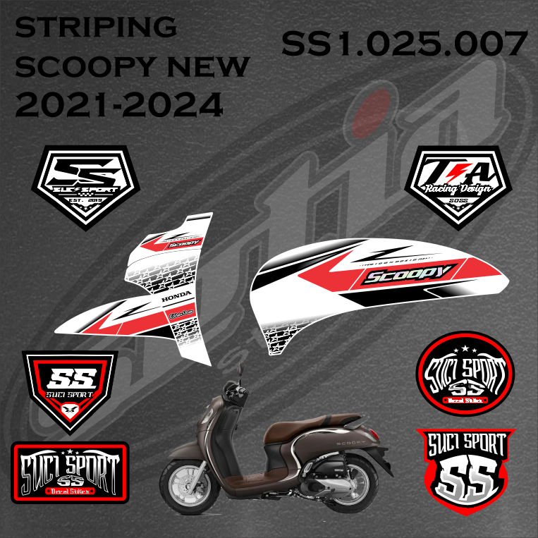 STIKER STRIPING SCOOPY NEW 2021-2024, VARIASI LISH SIMPLE MODIFIKASI, HONDA SCOOPY (SS1.025.007)