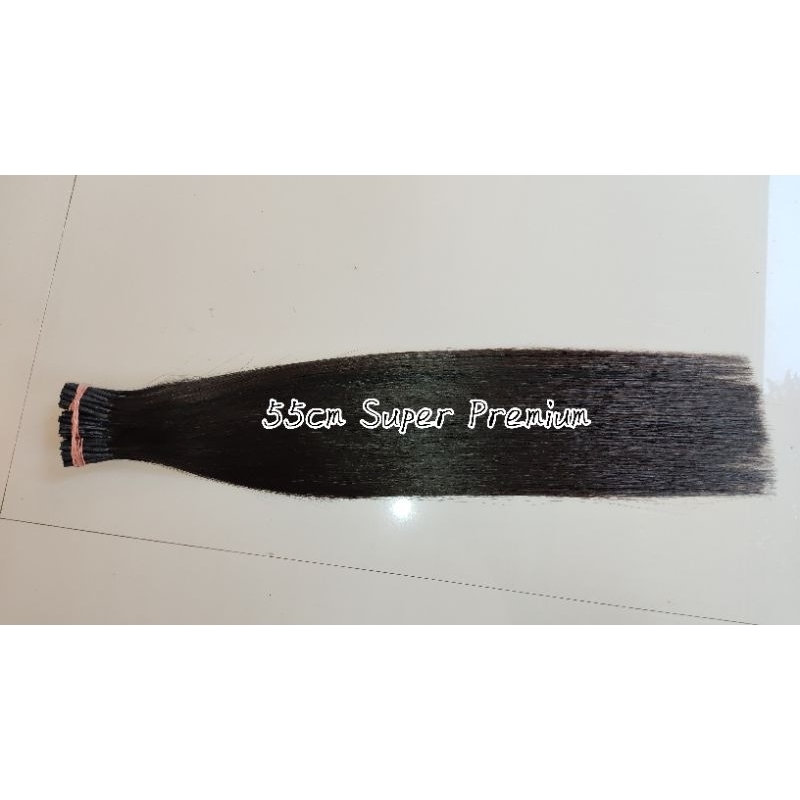 Hair Extension / Rambut Sambung Asli Super Premium Tebal ukuran 55cm Hitam 100Helai