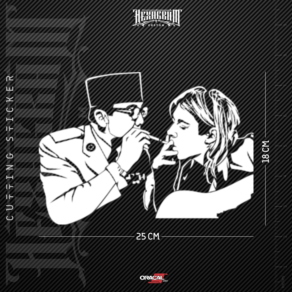 Cutting Sticker SOEKARNO & KURT COBAIN Silhouette | Stiker Cutting Siluet Foto Soekarno & Kurt Cobai