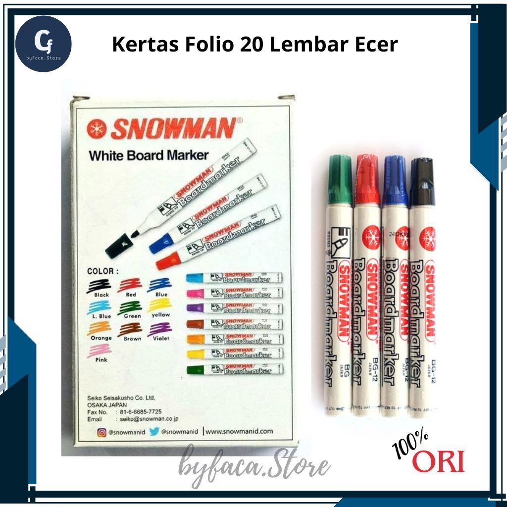 

[byfaca.store] - Spidol Whiteboard Snowman BG 12 HITAM ( ISI 12 PCS )