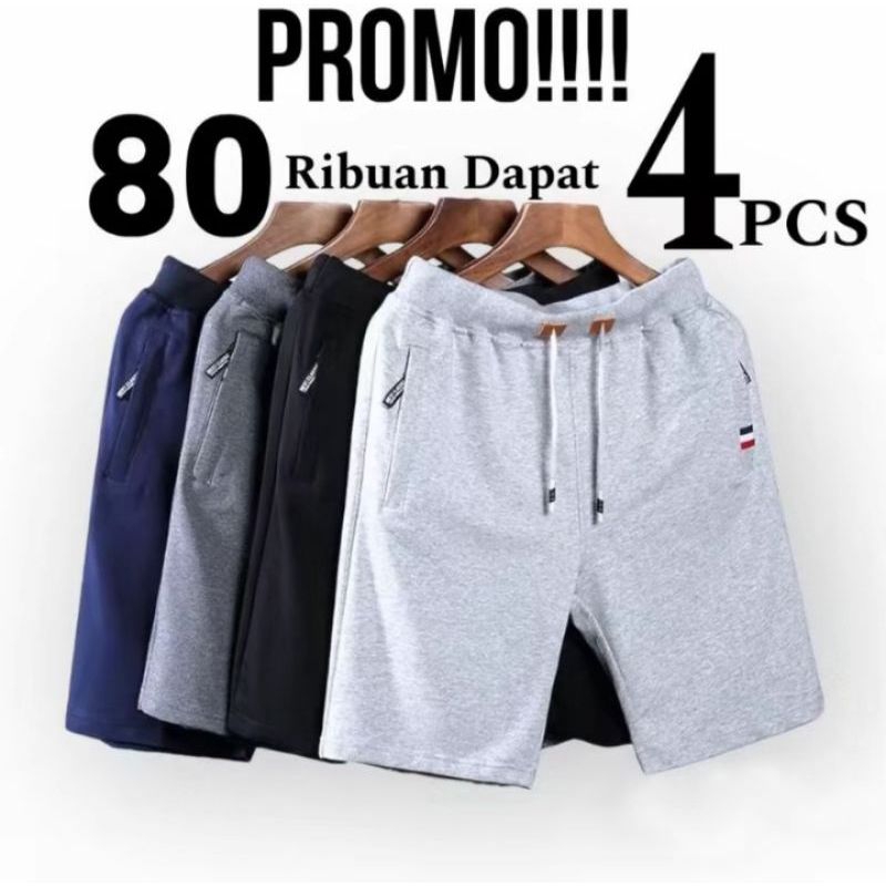 PROMO 4 PCS Celana Baby Terry Pendek Pria Wanita Dewasa Saku Resleting