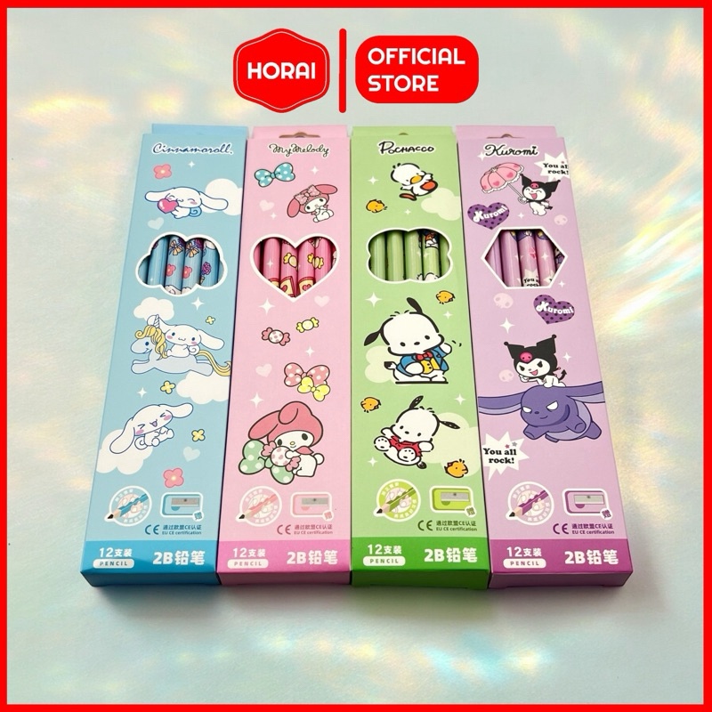 

Promo Musim 1 BOX Pensil 2B Kayu Sanrio Kuromi Cinnamorol Melody Pochacho Penghapus Serutan Grip Lucu