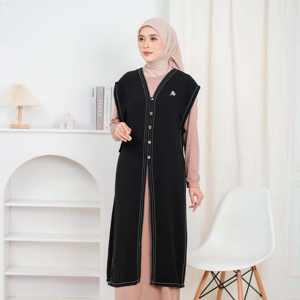 Outer Rompi Vest Panjang Atasan Wanita Muslimah Tanpa Lengan