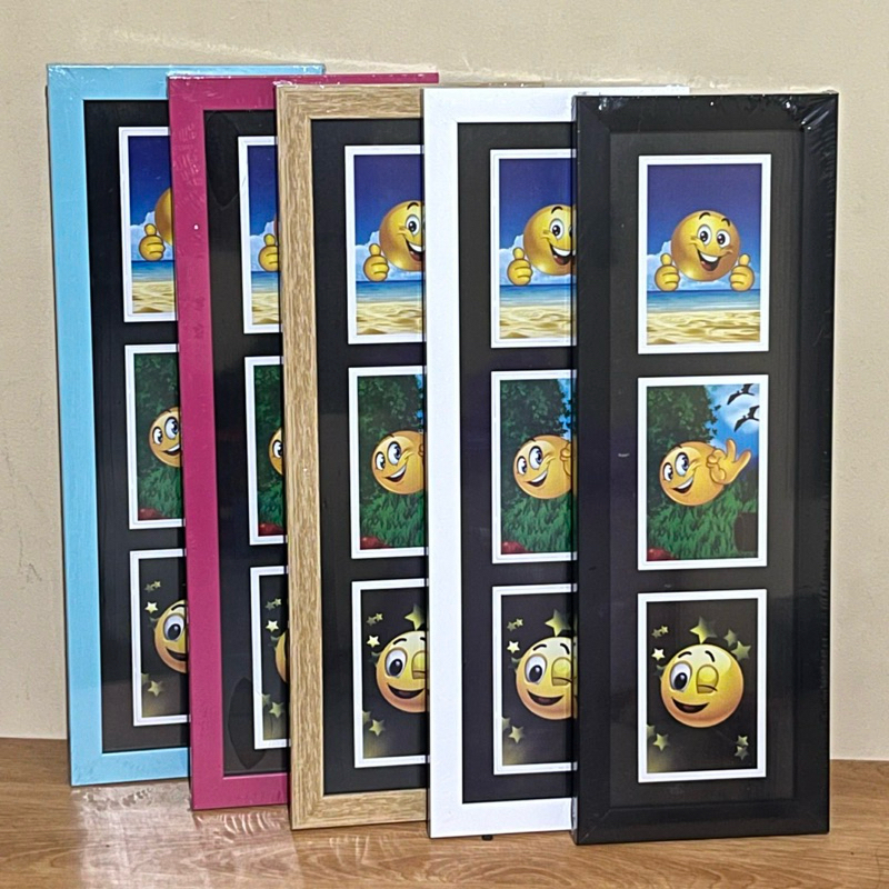 Bingkai + Kaca 3 Susun (3 in 1) 3R Termurah Frame Figura Foto 9x12,5cm hitam / putih Pigura panjang 