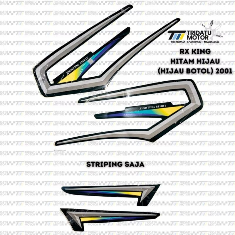 YAMAHA RX KING HITAM HIJAU 2001 STICKER RXKING HIJAU BOTOL 2001 EMBLEM RX-KING