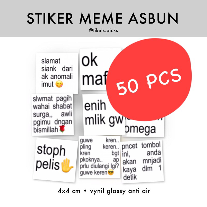 

50 PCS STIKER MEME ASBUN BRAT | stiker meme vynil anti air