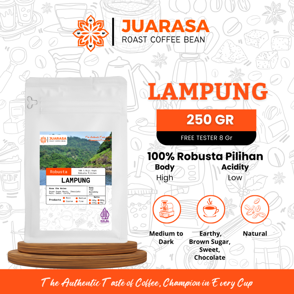 

Kopi Lampung Robusta Biji/Bubuk 250gram - Asli Original